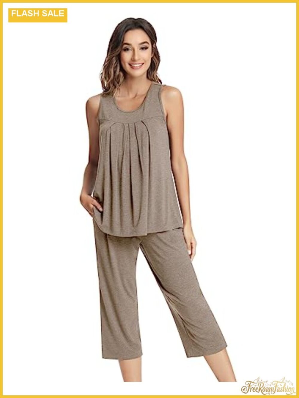 Cooling Bamboo Viscose Pajama Set for Women - Tank Top & Capri Pants